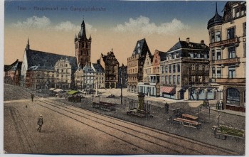 AK Trier Hauptmarkt mit Gangolphskirche 1920