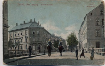 AK Borna Bahnhofstraße mit Ulanen Gasthaus Stadt Altenburg Feldpost 1915