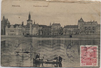 AK Prag Praha Frantiskova nabrezi Ortsansicht mit Booten Tschechien 1912