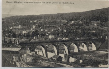 AK Hann. Münden Eisenbahn-Viadukt mit Villen-Viertel am Questenberg 1910