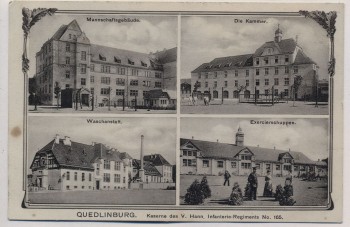 AK Mehrbild Quedlinburg Kaserne 165 er Kammer Waschanstalt ... 1911 RAR