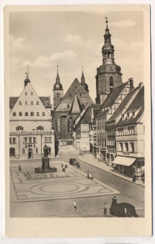 AK Eisleben Marktplatz mit Konsum 1957