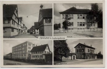 AK Mehrbild Tamm bei Ludwigsburg Bahnhof Schule Möbelfabrik ... Schreibfehler 1940 RAR