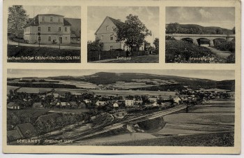 AK Mehrbild Schlaney Słone (Kudowa-Zdrój) Grafschaft Glatz Gasthaus Zollamt Grenzbrücke bei Bad Kudowa Schlesien Polen 1940 RAR