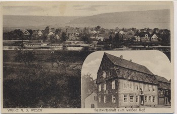 AK Vaake an der Weser Ortsansicht mit Gastwirtschaft zum weißen Roß Karl Ude bei Reinhardshagen 1931 RAR