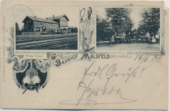AK Gruss vom Bahnhof Malsfeld Bahnhofsrestauration Richardswäldchen 1901 RAR