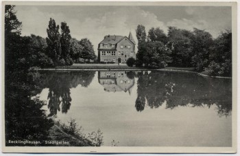 AK Recklinghausen Stadtgarten Haus mit See 1935