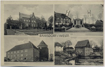 VERKAUFT !!!   AK Mehrbild Ramsdorf in Westfalen Kriegerdenkmal Krankenhaus Wassermühle ... 1935