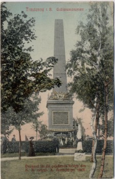 VERKAUFT !!!   AK Trautenau Trutnov Gablenzmonument 1866 Böhmen Tschechien 1909