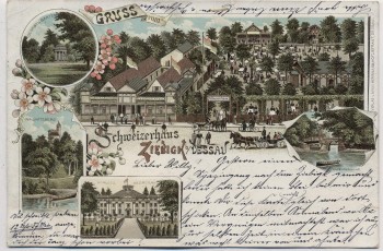 AK Litho Ziebigk bei Dessau Gruss vom Schweizerhaus 1897 RAR