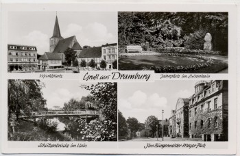 AK Mehrbild Dramburg Drawsko Pomorskie Marktplatz Jahnplatz Schützenbrücke ... Pommern Polen 1940