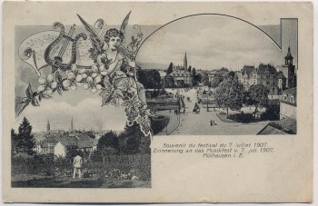 AK Mülhausen Mulhouse Erinnerung an das Musikfest Haut-Rhin Elsass Frankreich 1907 RAR