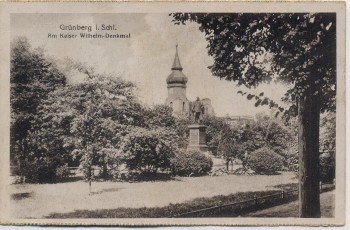 AK Grünberg in Schlesien Zielona Góra Am Kaiser Wilhelm-Denkmal Polen 1920