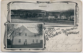 AK Gruss aus Rodersdorf Seifert`s Restaurant bei Weischlitz Plauen Vogtland 1910 RAR