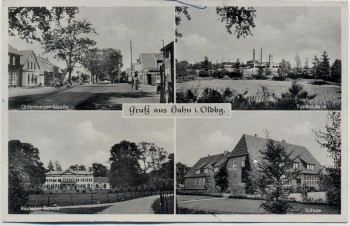 VERKAUFT !!!   AK Mehrbild Gruß aus Hahn in Oldenburg Tonindustrie Schule Oldenburger Straße ... bei Rastede 1955