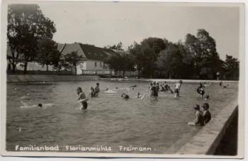 AK Foto München Freimann Familienbad Florianmühle viele Kinder 1938 RAR