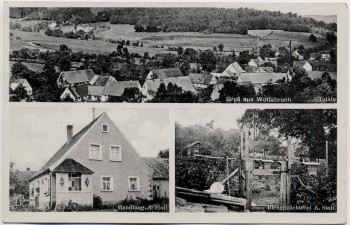 VERKAUFT !!!   AK Mehrbild Gruß aus Wolfsbrunn Totale Handlung Bienenzüchterei Stoll bei Heilsbronn 1939 RAR