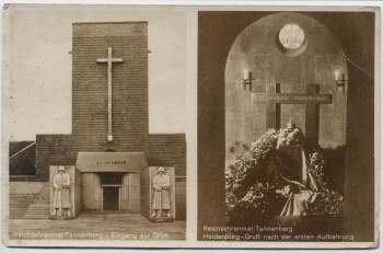 AK Olsztynek Hohenstein Reichsehrenmal Tannenberg Eingang Hindenburg-Gruft nach der ersten Aufbahrung Ostpreußen Polen 1935