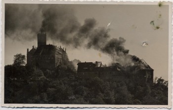 VERKAUFT !!!   AK Foto Eisenach Wartburg Gasthof Großfeuer 1934 RAR