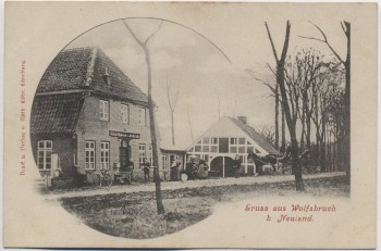 VERKAUFT !!!   AK Gruss aus Wolfsbruch bei Neuland Gasthaus Sieb bei Wischhafen Stade 1900 RAR