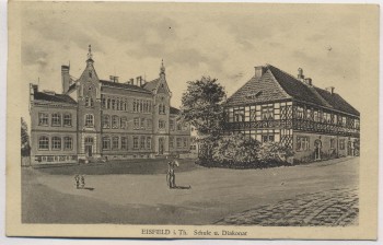 Künstler-AK Eisfeld in Thüringen Schule und Diakonat 1924 RAR