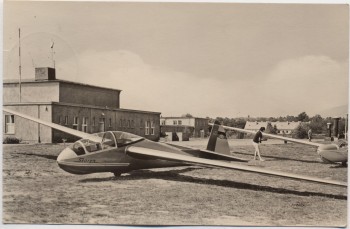 VERKAUFT !!!   AK Foto Schönhagen (Trebbin) Flugsportschule Aeroklub der DDR Segelflugzeug 1964