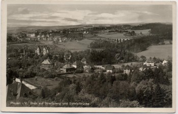 AK Foto Plauen in Vogtland Blick auf Streitsberg und Syratalbrücke 1935