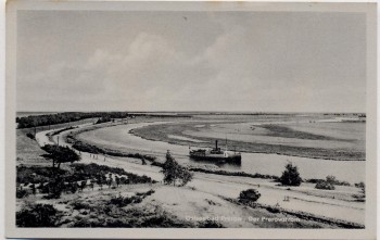 VERKAUFT !!!   AK Ostseebad Prerow Der Prerowstrom mit Schiff 1954