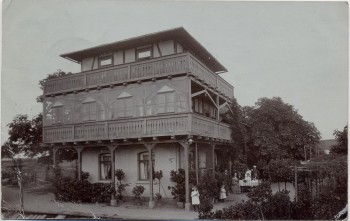 AK Foto Bad Klosterlausnitz Gärtnerei und Weinschänke zur Sächs. Schweiz mit Menschen 1905 RAR