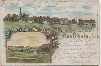 VERKAUFT !!!   AK Litho Gruss aus Agathaberg und dem Gaulthale Wipperfürth 1904 RAR