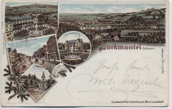 AK Litho Zuckmantel Zlaté Hory Ortsansicht Herminenhof ... Schlesien Tschechien 1898 RAR