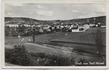 AK Foto Gruß aus Perl an der Mosel Ortsansicht 1950