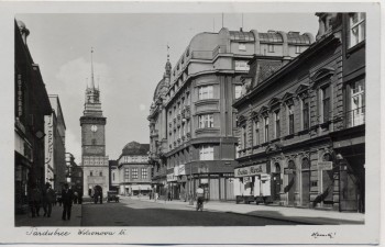 AK Foto Pardubice Pardubitz Wilsonova trida Geschäfte Böhmen Tschechien 1939