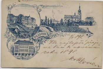 AK Vorläufer Lysá nad Labem Lissa an der Elbe Schule Kirche Böhmen Tschechien 1897 RAR