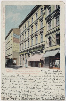 AK Wien VIII. Restauration zum weissen Hahn Josefstädterstrasse 24 Österreich 1904