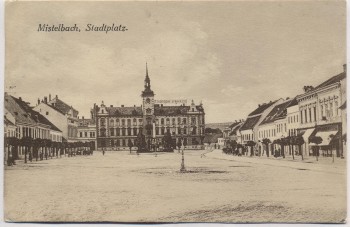 AK Mistelbach Stadtplatz mit Sparkasse Niederösterreich Österreich 1925