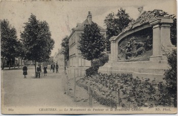 AK Chartres Le Monument de Pasteur Centre-Val de Loire Frankreich 1919