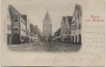 AK Gruss aus Aichach Blick auf unteres Tor 1910