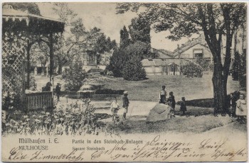 AK Mülhausen Mulhouse Partie in den Steinbach-Anlagen Elsass Frankreich 1907