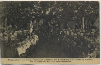 VERKAUFT !!!   AK Finkenwärder Finkenwerder Gedenkfeier am Kriegerdenkmal anläßlich der Enthüllung des Eisernen Ankers Hamburg 1915 RAR