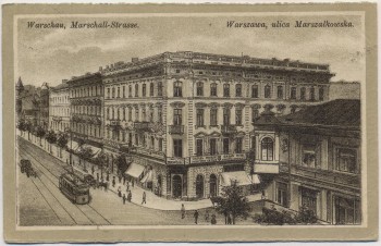 Künstler-AK Warschau Warszawa Marschall-Strasse Feldpost 1916