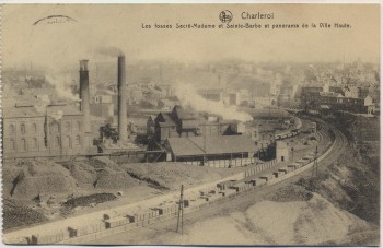 AK Charleroi Les fosses Sacré Madame et Saint Barbe Ortsansicht Feldpost Wallonien Belgien 1916