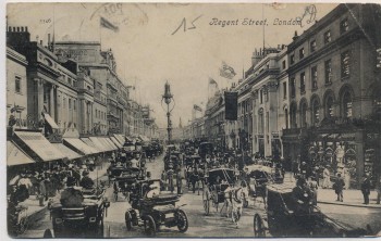 AK London Regent Street Pferdekutschen Menschen Großbritannien 1907