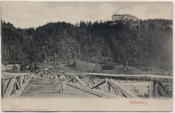 AK Hollenburg Frau auf Holzbrücke bei Köttmannsdorf Kärnten Österreich 1910