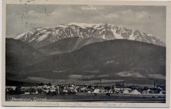 AK Neunkirchen Ortsansicht mit Schneeberg Niederösterreich Österreich 1941