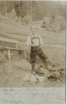 VERKAUFT !!!   AK Foto Gasthaus Veitenhof Kind mit Pfeife Kaisertal Kufstein Tirol Österreich 1901 RAR