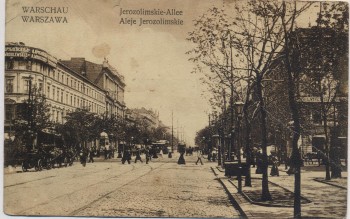 VERKAUFT !!!   AK Warszawa Warschau Jerozolimskie-Allee Feldpost Polen 1915