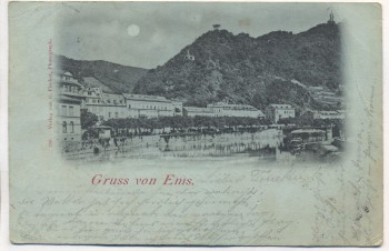 AK Gruss von Ems Bad Ems Mondschein 1898