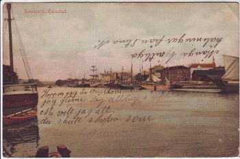 AK Halmstad Hamnparti Partie im Hafen Halland Schweden 1908