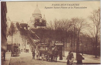 AK Paris Square Saint-Pierre et le Funiculaire Menschen Pferdekutsche Frankreich 1910